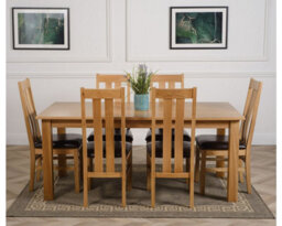 That's Furniture Oslo 180 X 90 Cm Large Oak Dining Table And 6 Chairs Dining Set With Princeton Chairs - thumbnail 2