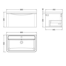 Dezine Thames 800mm 1 Drawer Satin Anthracite Wall Hung Vanity Unit - thumbnail 2