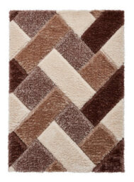 Beige Brown Shaggy Geometric Modern Rug For Living Room Bedroom And Dining Room-80Cm X 150Cm - thumbnail 4