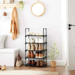 5 Tier Metal Shoe Rack, Stackable Freestanding Shoe Storage Shelf For Hallway, Bedroom Or Living Room, Black - thumbnail 1