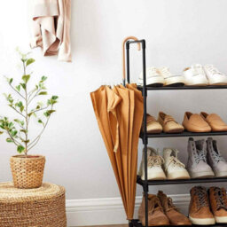 5 Tier Metal Shoe Rack, Stackable Freestanding Shoe Storage Shelf For Hallway, Bedroom Or Living Room, Black - thumbnail 4