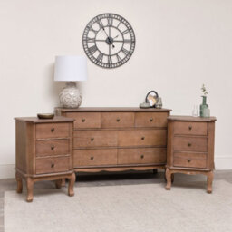 Melody Maison 7 Drawer Dark Wood Chest Of Drawers & Pair Of 3 Drawer Bedside Tables - Ashwell Range - thumbnail 1