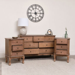 Melody Maison 7 Drawer Dark Wood Chest Of Drawers & Pair Of 3 Drawer Bedside Tables - Ashwell Range - thumbnail 3