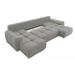 Logo U Corner Sofa Bed With Storage Reversible Side Velvet Upholstery Modern U Shaped Design Grey - thumbnail 6