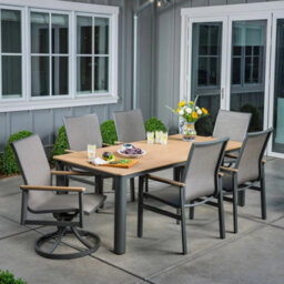 Xample Sunvilla Sara 7 Piece Garden Dining Set Aluminium Sling Chairs Swivel Rockers Table Cover Outdoor Patio Furniture - thumbnail 1