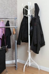 Orsina Durable 184Cm White Finish Floor Standing Coat Stand, Integrtated Umbrella Holder Coat Stand For Bedroom - thumbnail 4