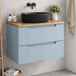 Heze Furniture Noca Bathroom Cabinet 60Cm With Worktop And Countertop Basin - Baby Blue - thumbnail 1
