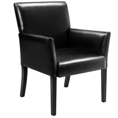 Costway Pu Leather Upholstered Guest Chair Home Office Meeting Chair Reception Room Chair