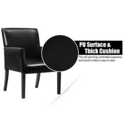 Costway Pu Leather Upholstered Guest Chair Home Office Meeting Chair Reception Room Chair - thumbnail 6