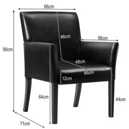 Costway Pu Leather Upholstered Guest Chair Home Office Meeting Chair Reception Room Chair - thumbnail 3