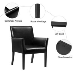 Costway Pu Leather Upholstered Guest Chair Home Office Meeting Chair Reception Room Chair - thumbnail 8