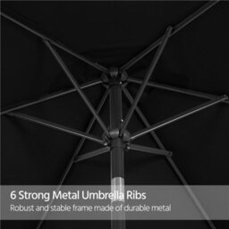 Yaheetech Black 2.3M Tiltable Patio Parasol Market Umbrella With Crank - thumbnail 9