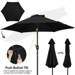 Yaheetech Black 2.3M Tiltable Patio Parasol Market Umbrella With Crank - thumbnail 7