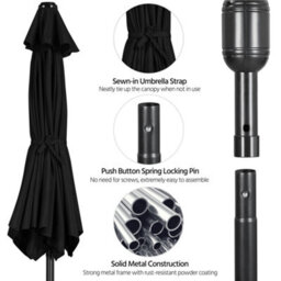 Yaheetech Black 2.3M Tiltable Patio Parasol Market Umbrella With Crank - thumbnail 5