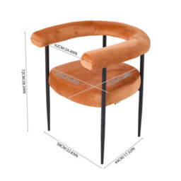 Living And Home Set Of 2 Orange Modern Dining Chairs With Black Metal Legs, 62Cm W X 54Cm D X 72Cm H - thumbnail 6
