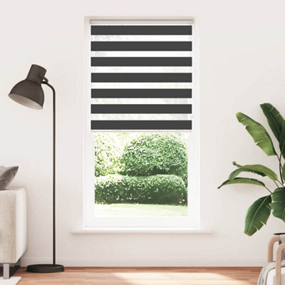 Berkfield Modern Zebra Blind Black 100X200 Cm Fabric Width 95.9 Cm Polyester - image 1