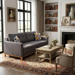 Ariel Upholstered Sofa Bed With Storage Foam Wavy Springs Wooden Frame Loose Cushions 213X101X91 Cm Grey - thumbnail 2