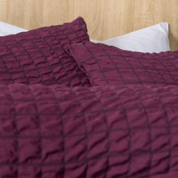Ohs Seersucker Duvet Cover With Pillowcase Bedding, Wine - Single - thumbnail 3