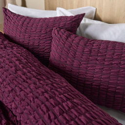 Ohs Seersucker Duvet Cover With Pillowcase Bedding, Wine - Single - thumbnail 2