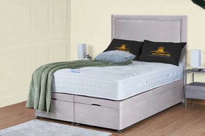 UKBEDFURNITURE Hanna Plush Silver End Opening Divan Ottoman Bed With 54 Inch Headboard - image 1