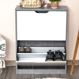 Homcom Two Drawer Shoe Cabinet Home Storage Organiser W/ Groove Handles Hallway - thumbnail 7