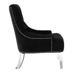 Orsina Elegant Button Tufted Black Chair, Velvet Upholstered Mid Century Armchair, Sturdy Comfortable Armchair - thumbnail 3
