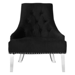 Orsina Elegant Button Tufted Black Chair, Velvet Upholstered Mid Century Armchair, Sturdy Comfortable Armchair - thumbnail 6