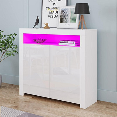 White High Gloss Side Board With Led Lights Large Size - image 1