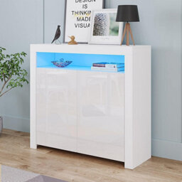 White High Gloss Side Board With Led Lights Large Size - thumbnail 2