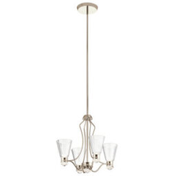 Luminosa Lighting Elstead Kichler Kayva Integrated Led Multi Arm Pendant Ceiling Light Polished Nickel, 3000K, Ip44