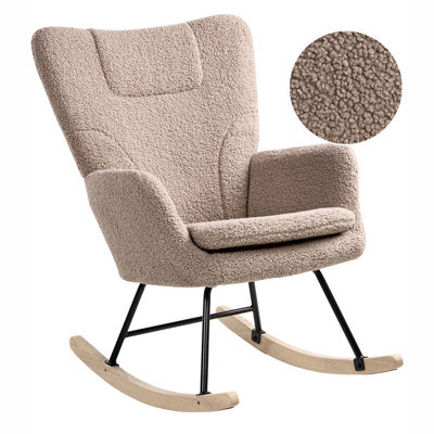 Beliani Rocking Chair Sandve Boucle Taupe - image 1