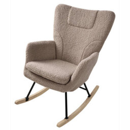 Beliani Rocking Chair Sandve Boucle Taupe - thumbnail 7