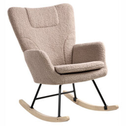 Beliani Rocking Chair Sandve Boucle Taupe - thumbnail 4