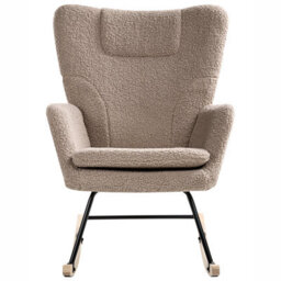 Beliani Rocking Chair Sandve Boucle Taupe - thumbnail 5