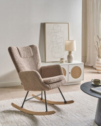 Beliani Rocking Chair Sandve Boucle Taupe - thumbnail 2