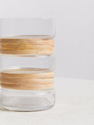 Orsina Small Glass Vase, Coastal And Textured Glass Vase, Clear Glass And Natural Cane Rustic Vase, Clear Vase - thumbnail 4