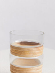 Orsina Small Glass Vase, Coastal And Textured Glass Vase, Clear Glass And Natural Cane Rustic Vase, Clear Vase - thumbnail 5