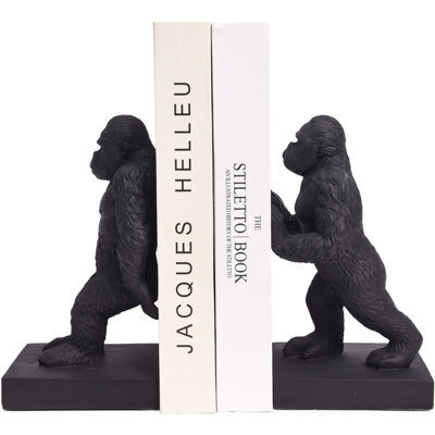 Maison Des Cadeaux Resin Black Gorilla Bookends Shelf Decor - image 1