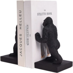 Maison Des Cadeaux Resin Black Gorilla Bookends Shelf Decor - thumbnail 7