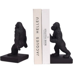 Maison Des Cadeaux Resin Black Gorilla Bookends Shelf Decor - thumbnail 5