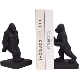 Maison Des Cadeaux Resin Black Gorilla Bookends Shelf Decor - thumbnail 3