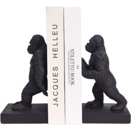 Maison Des Cadeaux Resin Black Gorilla Bookends Shelf Decor - thumbnail 1