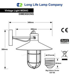 Long Life Lamps Company Vintage Industrial Nautical Fishermans Black Cage Wall Light Lampshade Wd043 - thumbnail 2
