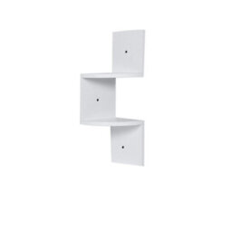 Living And Home 2 Tier White Zigzag Design Wooden Floating Wall Corner Shelf Bookcase - thumbnail 4