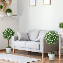 Set Of 2 Artificial Plants With Rose Flower In Pot 60Cm White - thumbnail 4