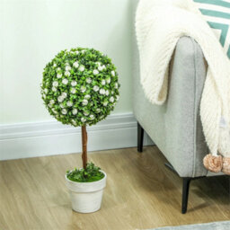 Set Of 2 Artificial Plants With Rose Flower In Pot 60Cm White - thumbnail 5