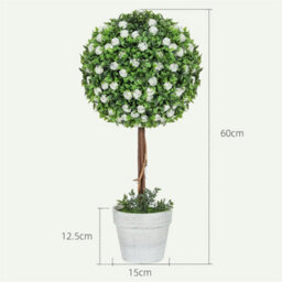 Set Of 2 Artificial Plants With Rose Flower In Pot 60Cm White - thumbnail 2