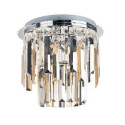 Pagazzi Lighting Pagazzi Onega Flush Ceiling Fitting 2 Teir 3 Light Polished Chrome Flush Ceiling Light - thumbnail 1