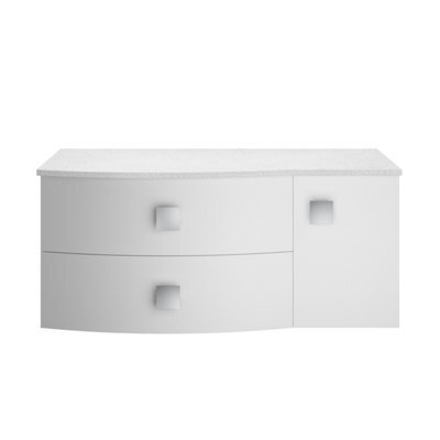 Balterley Gentleshaw Contemporary Wall Hung Vanity Unit With White Marble Worktop, Moon White, 1000mm - image 1