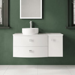 Balterley Gentleshaw Contemporary Wall Hung Vanity Unit With White Marble Worktop, Moon White, 1000mm - thumbnail 2